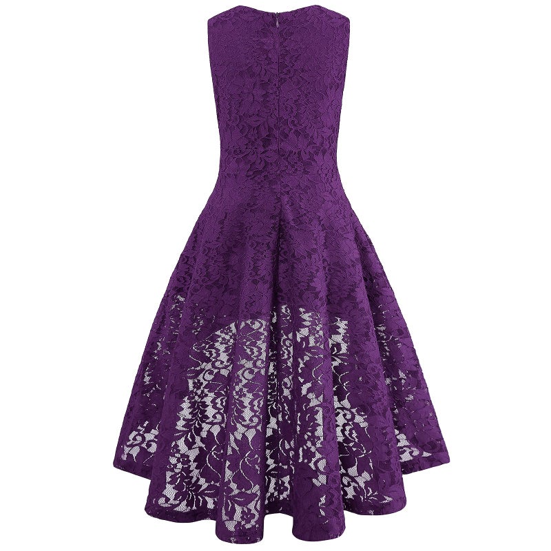 binboll Girls Dress Long Sleeve Sweet & Cute Flared Sleeve V Neck Vintage Casual Dress(I-Purple,13-14Y) - Image 2