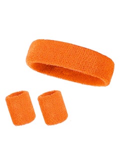Rainbow Sports Headband Wristband Set Orange Turban Wrist Bracer