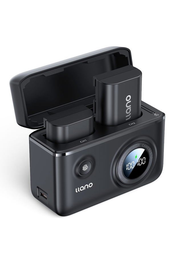 llano 2-Pack LP-E6NH Batteries and 18W Fast Dual USB Charger for Canon EOS R5, R6 Mark II,R5C,R7, 5D 6D 7D Mark ii iii iv, 5DS, 80D, 90D, 60D, with Smart Battery Level Display, Magnetic Snap Cover - Image 1