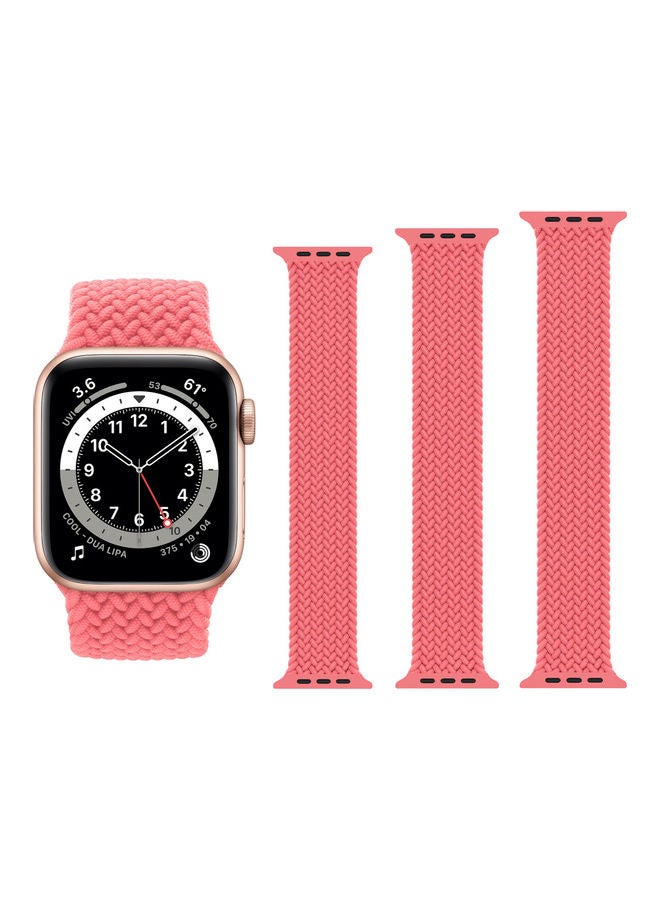 Perfii 3-Piece Replacement Band For Apple Watch Series 1/2/3/4/5/6/SE 42/44mm Pink Punch - Image 1