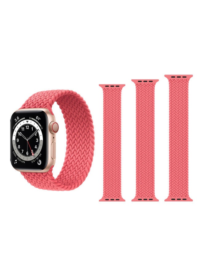Perfii 3-Piece Replacement Band For Apple Watch Series 1/2/3/4/5/6/SE 42/44mm Pink Punch - Image 2