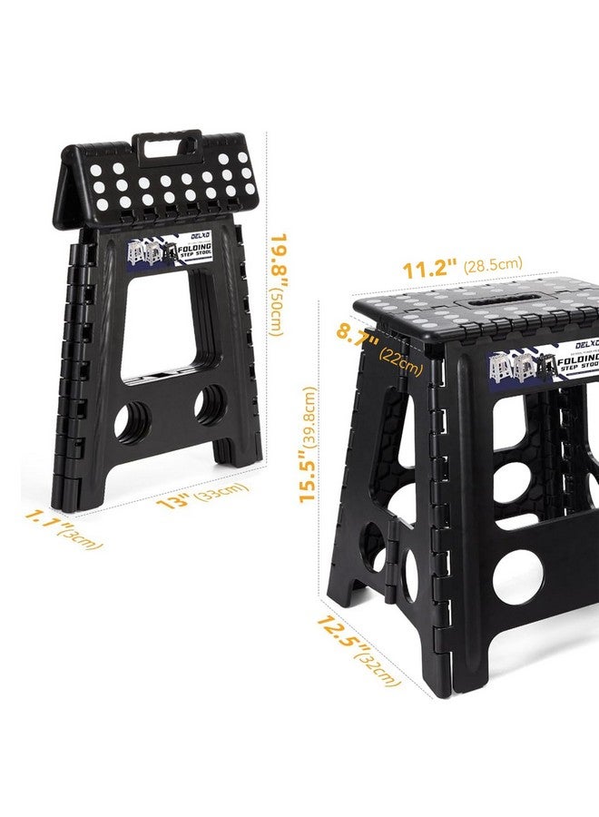Delxo 16” Folding Step Stool in Black,1 Pack Premium Foldable Stool for Adults,Portable Collapsible Plastic Step Stool,Non Slip Folding Stools for Kitchen Bathroom Bedroom Up to 400LBS - Image 2
