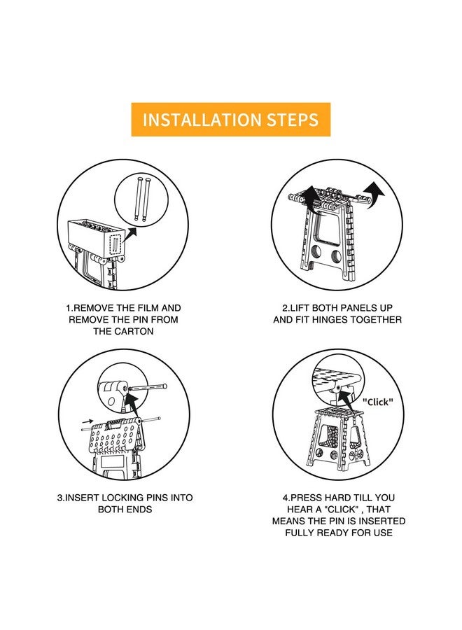 Delxo 16” Folding Step Stool in Black,1 Pack Premium Foldable Stool for Adults,Portable Collapsible Plastic Step Stool,Non Slip Folding Stools for Kitchen Bathroom Bedroom Up to 400LBS - Image 5