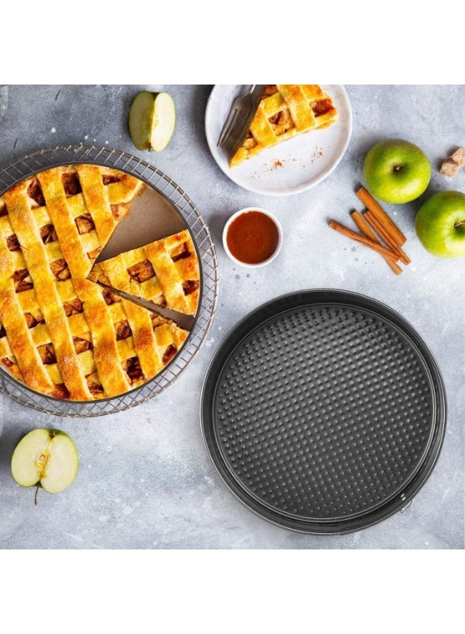 MOMENT 3Pcs Cake Pan Set Non Stick Round Springform Baking Tools | Easy Release, Removable Bottom, Stainless Steel Spring Clasp for Cheesecake Pizza Bread(24/26/28) - Image 4