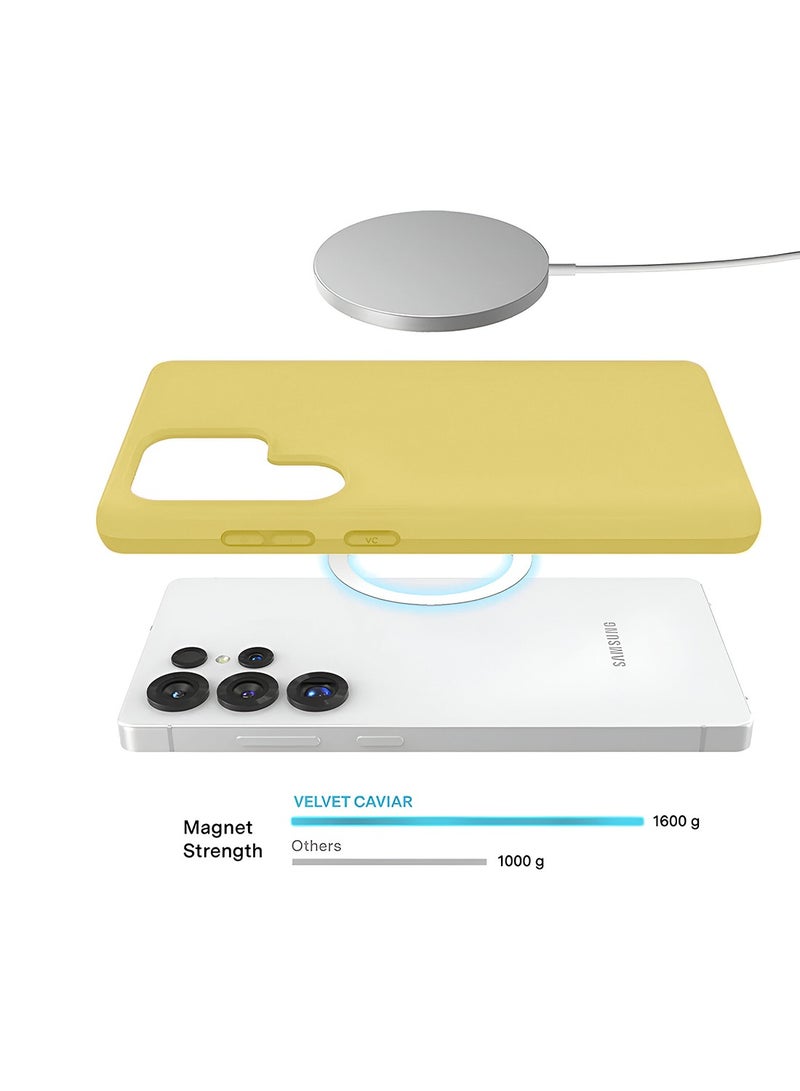 Wtech Samsung Galaxy S25 Ultra 5G 2025 Super Slim, Skinny Seam Like Hard Shell PC Magsafe, Rised Lips Corner Protection Case Cover (MCMPMN) - Pastel Yellow - Image 4