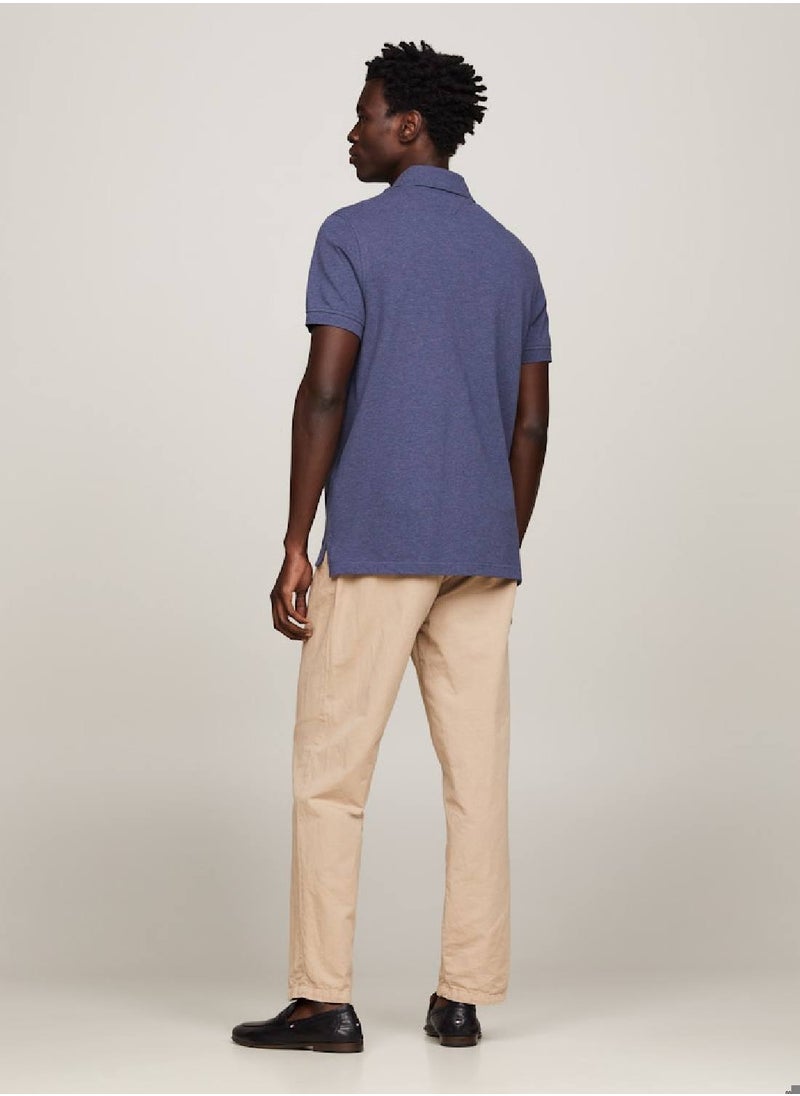 TOMMY HILFIGER Men's 1985 Collection Flag Embroidery Regular Polo -  Stretch organic cotton, Blue  - Image 2