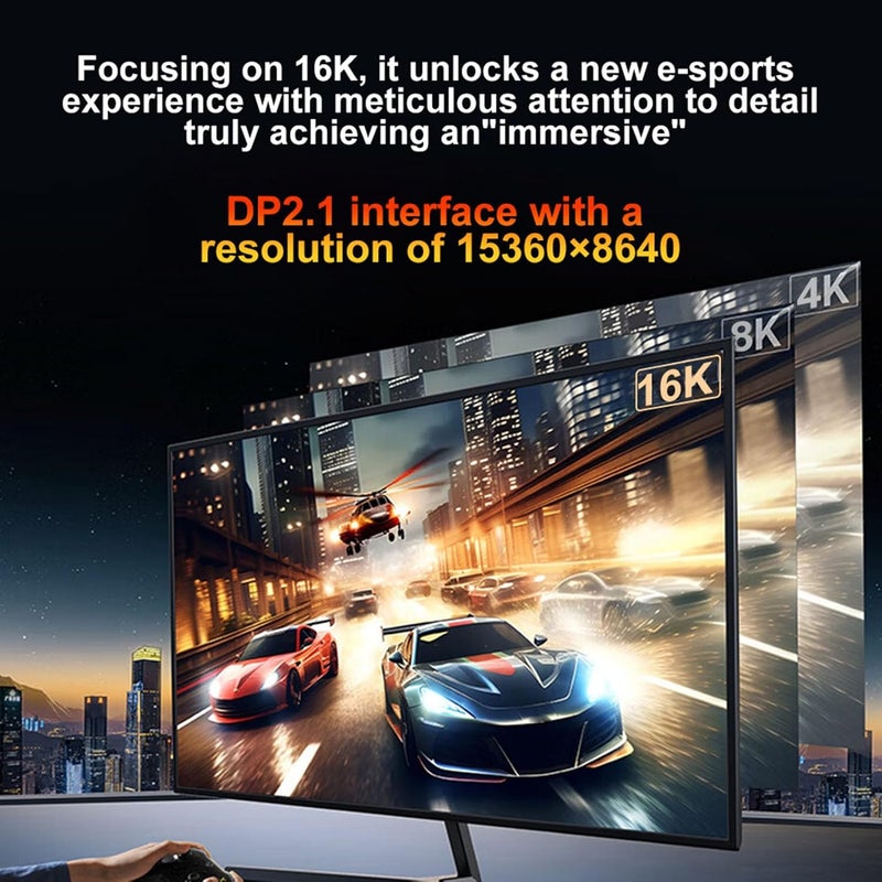 GOWENIC USB C to DisplayPort Cable, Supports 16K 60Hz 8K 120Hz 4K 240Hz, Thunderbolt 4/3 to DisplayPort Cable for Home Office, 2M / 6.56ft - Image 3