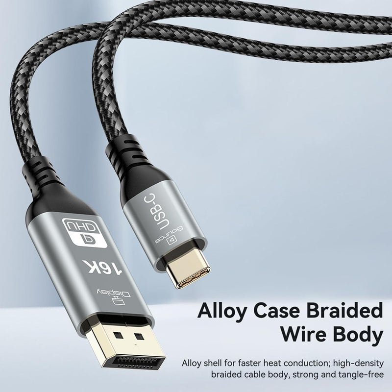 GOWENIC USB C to DisplayPort Cable, Supports 16K 60Hz 8K 120Hz 4K 240Hz, Thunderbolt 4/3 to DisplayPort Cable for Home Office, 2M / 6.56ft - Image 2
