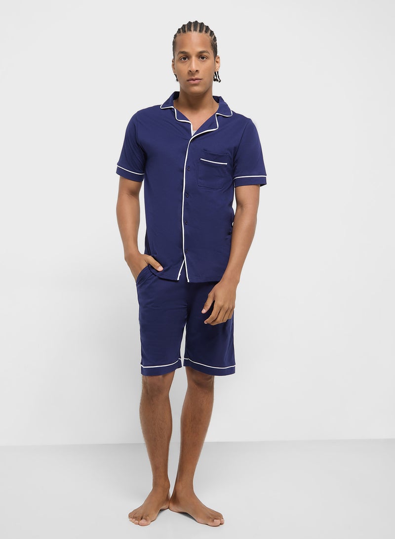 Seventy Five Printed Stripe Shorts Set - Image 1