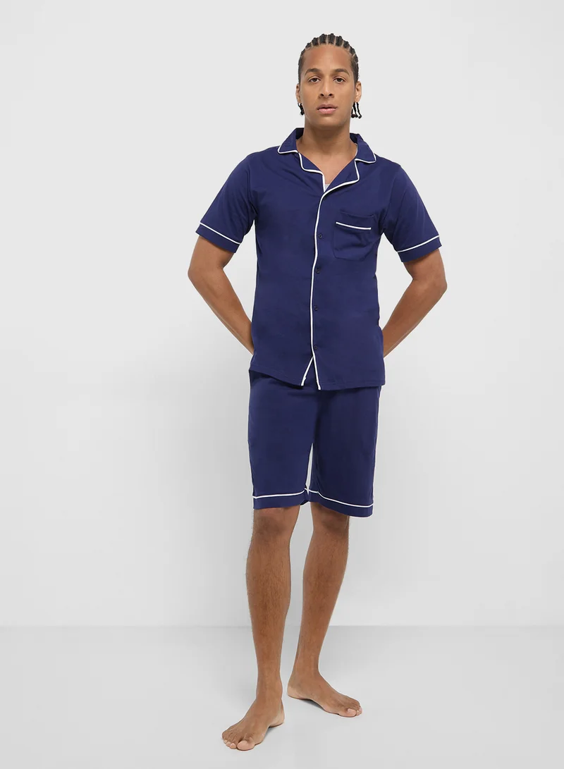 Seventy Five Printed Stripe Shorts Set