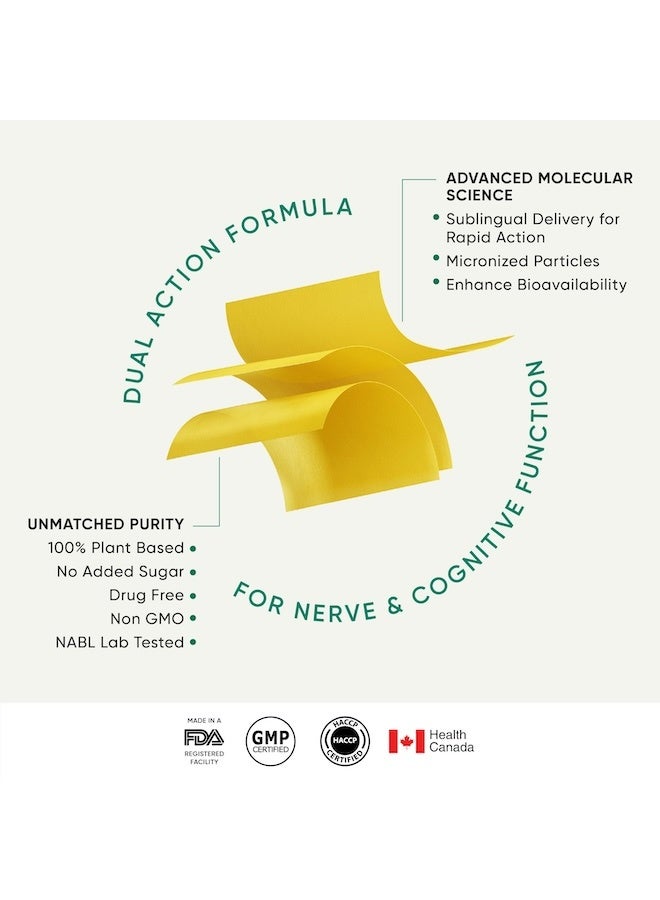 WELLBEING NUTRITION Melts Vegan Vitamin B12, Folate, Brahmi & Curcumin | For Memory, Brain, Heart & Nervous System Support | B12 supplement for Men & Women, 30 Oral Strips - Image 4