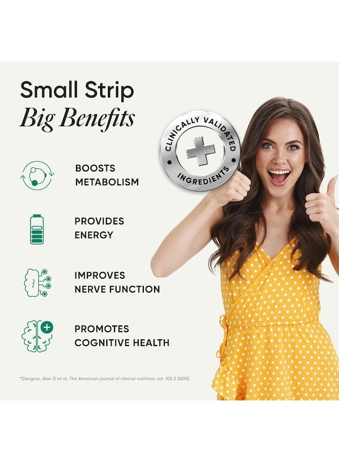 WELLBEING NUTRITION Melts Vegan Vitamin B12, Folate, Brahmi & Curcumin | For Memory, Brain, Heart & Nervous System Support | B12 supplement for Men & Women, 30 Oral Strips - Image 2