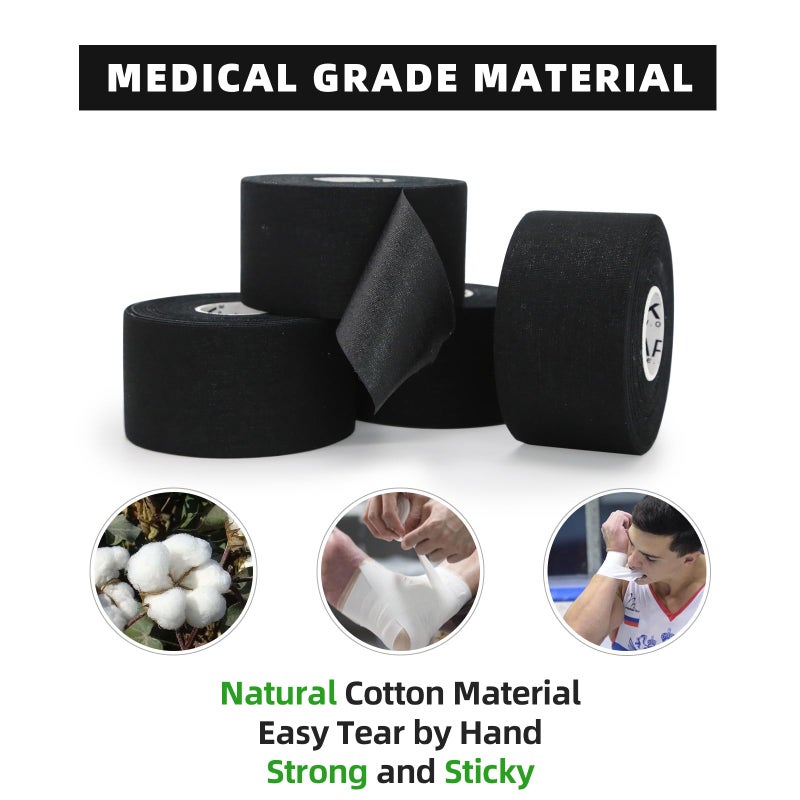 OK TAPE Athletic Sports Tapeï¼ˆ4 Packs) - 45ft Per Roll Very Strong Tape for Athlete & Sport Trainers & First Aid Injury Wrap, Perfect for Fingers Ankles Wrist on Bat, Hockey Stick - Black - Image 2