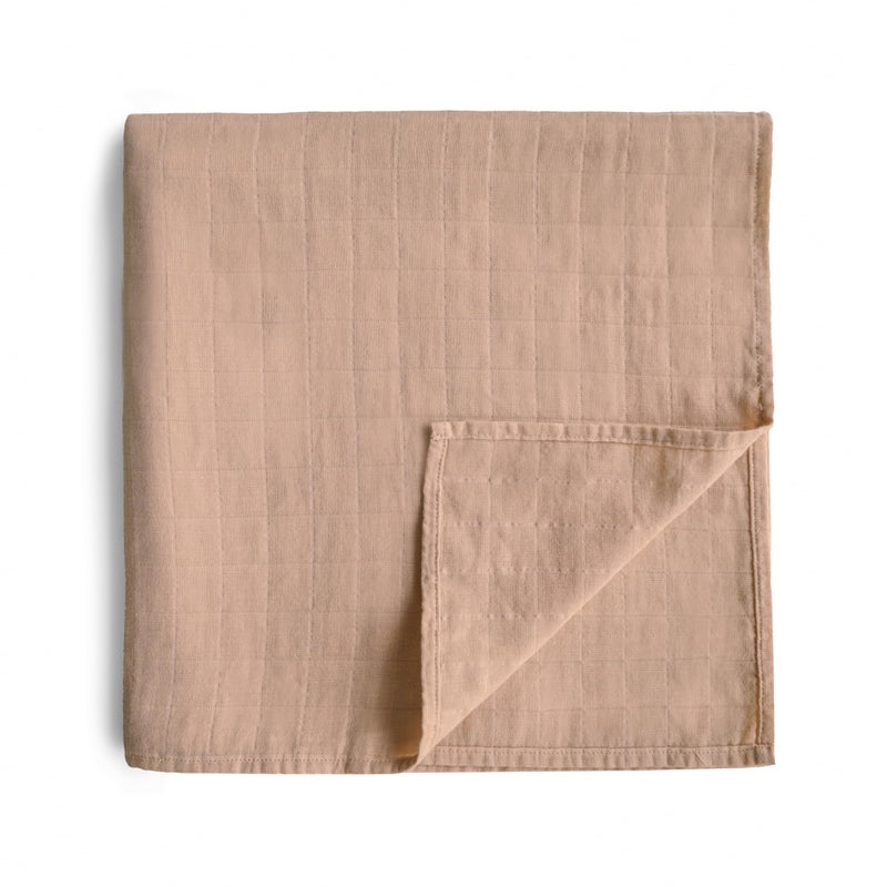 mushie Muslin Baby Swaddle Blanket | 100% Organic Cotton (Natural) - Image 1