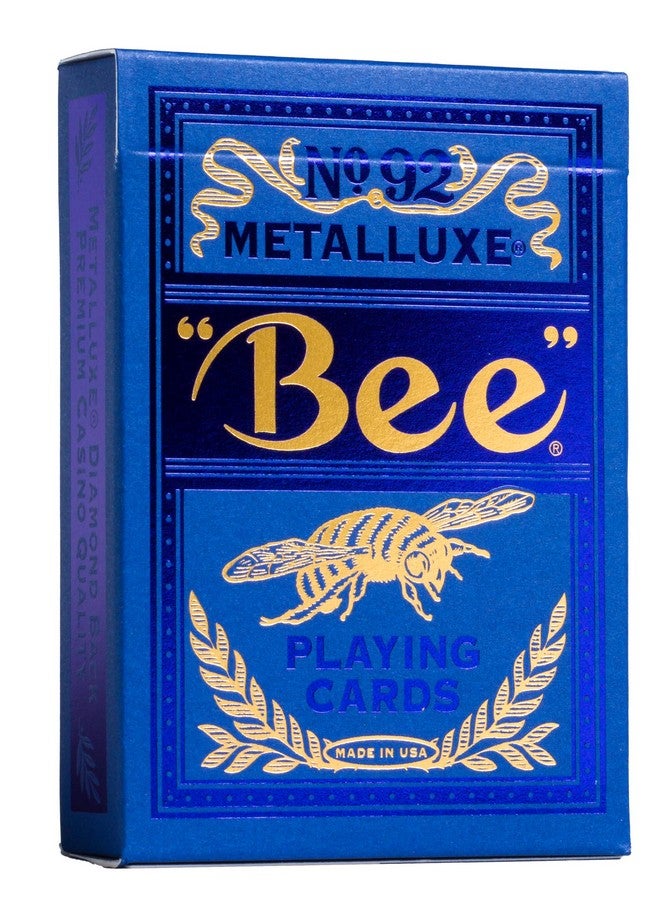 Bee Bee MetalLuxe Playing Cards - Blue Foil Diamond Back, Standard Index - Image 1