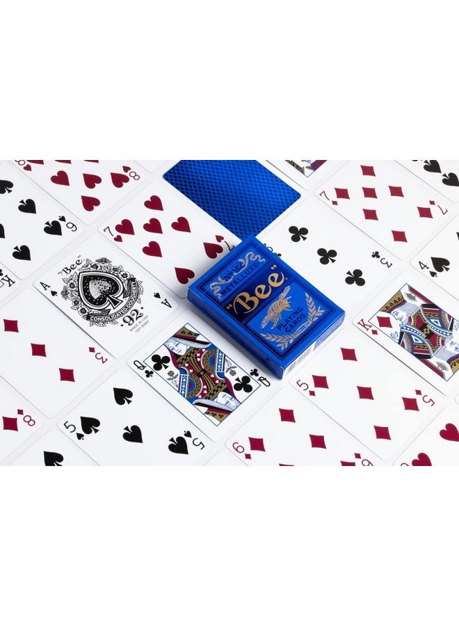 Bee Bee MetalLuxe Playing Cards - Blue Foil Diamond Back, Standard Index - Image 4