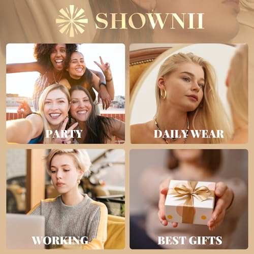 SHOWNII Chunky Gold Hoop Earrings - 14K Gold Plated Earrings for Women Hollow Tube Thick Hoops Graduation Gifts for Her - Image 5