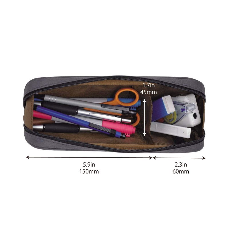 LIHITLAB LIHIT LAB Large Capacity Zipper Long Pencil Case For School Office College, Big Capacity Pencil Bag Holder Adults Teen Boys Girls, Travel Cosmetics Storage, Jet Black (A7552-124) - Image 2