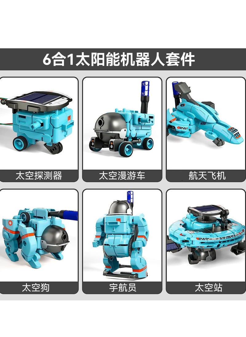 Blue 6-in-1 Solar Robot Kit - STEM Space Exploration Toy with Moon Base & Fleet Building, DIY Solar Science Project Kit, Educational Gift for Kids Ages 8-12  - Image 2