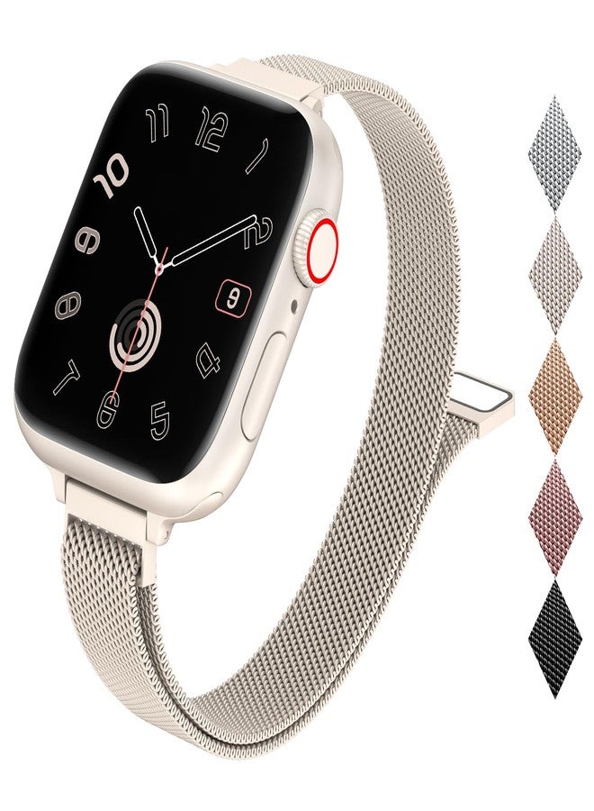 MARGE PLUS Slim Milanese Loop Compatible with Apple Watch Band for women 41mm 40mm 38mm 42mm 46mm 45mm 44mm, Stainless Steel Magnetic Mesh Strap work on iWatch Series 11 10 9 8 7 6 5 4 3 & SE 3 2 1 - Image 1