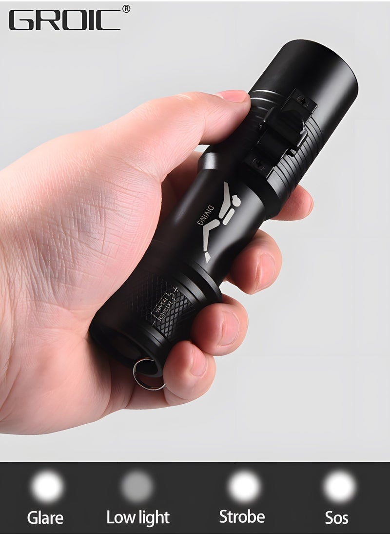 GROIC Diving Flashlight Dive Torch,LED Diving Flashlight Underwater Flashlight，Rechargeable Waterproof Underwater Lights Night,Outdoor flashlight  - Image 2