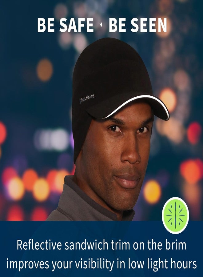 TrailHeads Men's Fleece Hat Baseball Cap - Drop Down Ear Warmer Flaps - Winter Caps for Men for Running, Golf, Hunting Black - Image 3