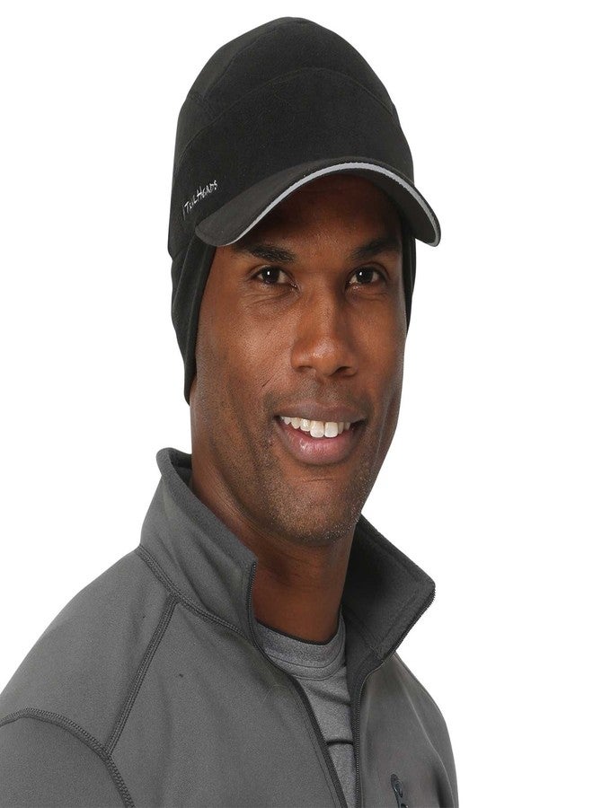 TrailHeads Men's Fleece Hat Baseball Cap - Drop Down Ear Warmer Flaps - Winter Caps for Men for Running, Golf, Hunting Black - Image 1