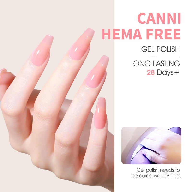 CANNI 6pcs 9ml Jelly Nude Pink Gel Nail Polish Set- Neutral Transparent Pink Colors Gel Polish Kit, Soak Off LED Nail Gel Manicure Kit DIY at Home Salon Gifts for Women Girls - Image 5