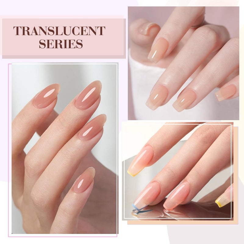 CANNI 6pcs 9ml Jelly Nude Pink Gel Nail Polish Set- Neutral Transparent Pink Colors Gel Polish Kit, Soak Off LED Nail Gel Manicure Kit DIY at Home Salon Gifts for Women Girls - Image 4