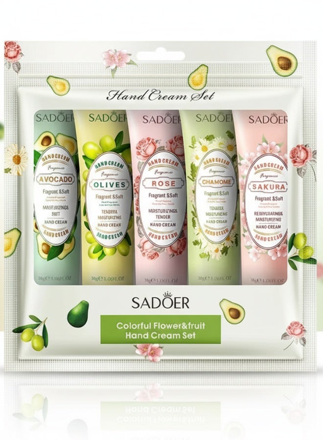SADOER 5 Pack Hand Cream Gift Set For Women Hand Lotion Travel Size Moisturizing Hand Care Cream Natural Plant Fragrance For Dry Cracked Hands - Image 1