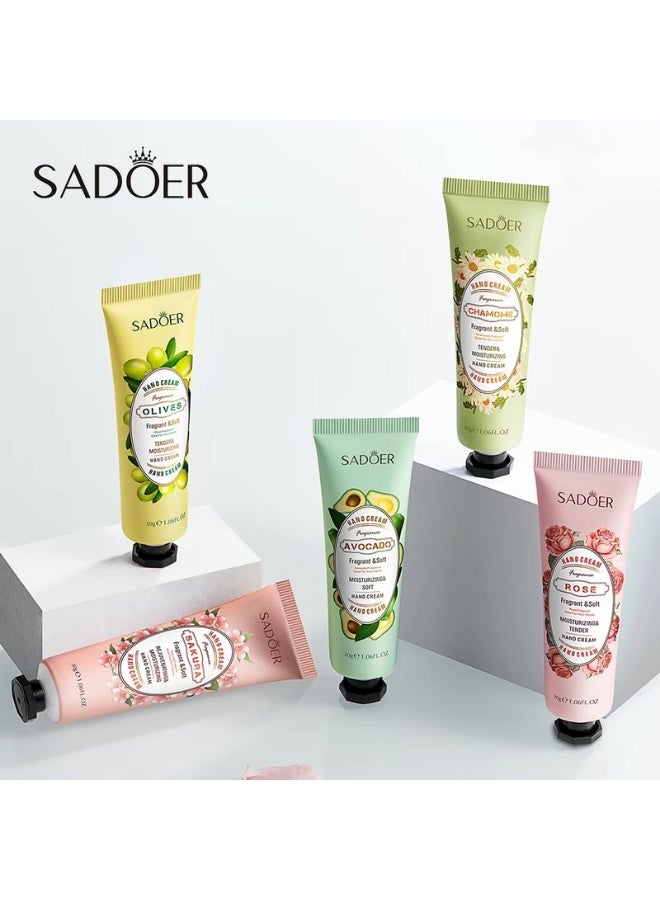 SADOER 5 Pack Hand Cream Gift Set For Women Hand Lotion Travel Size Moisturizing Hand Care Cream Natural Plant Fragrance For Dry Cracked Hands - Image 4