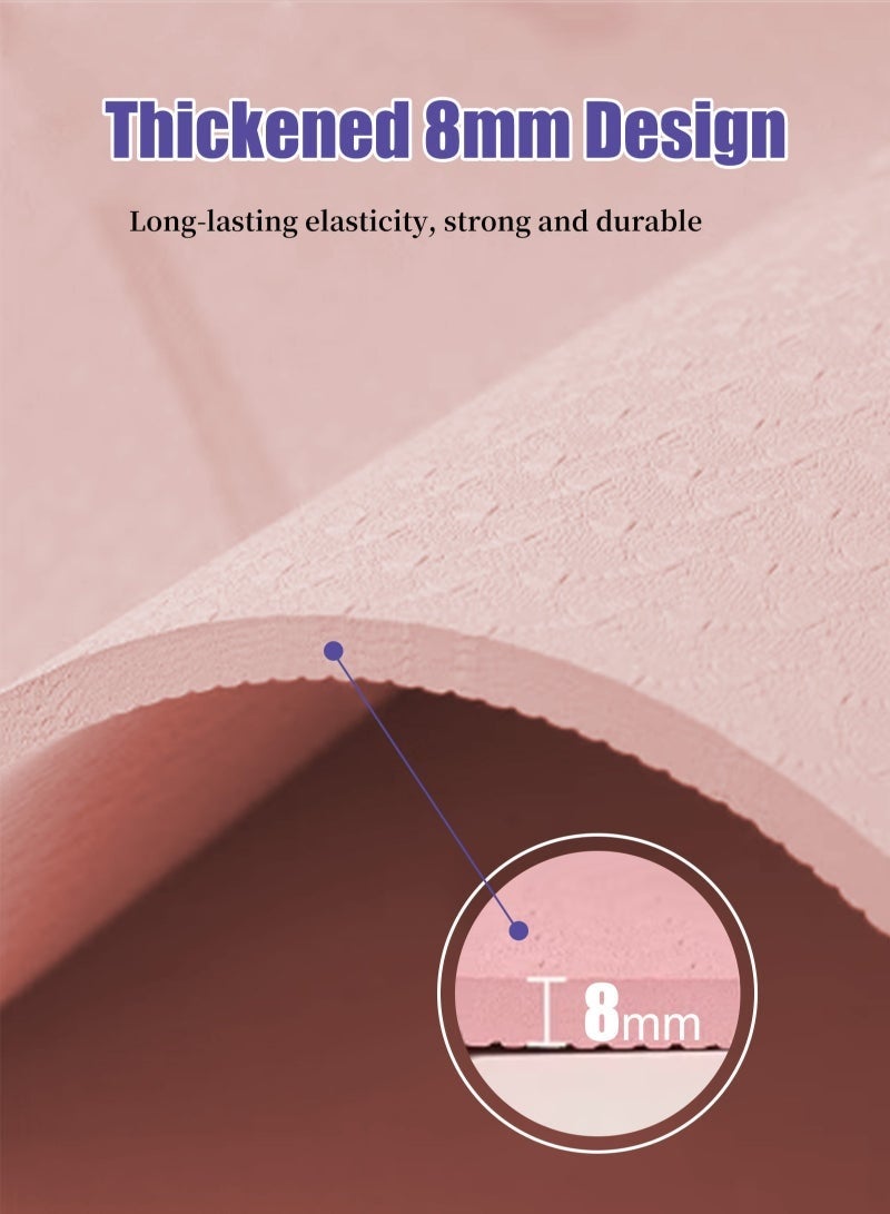 كيلا سجادة يوجا غير قابلة للانزلاق، سجادات لياقة بيلاتيس، صديقة للبيئة، مضادة للتمزق، سجادات يوجا بسمك 8 مم للنساء، سجادات تمارين منزلية مع حزام حمل وحقيبة تخزين، سجادة يوغا، مات رياضي، يوغا - Image 4