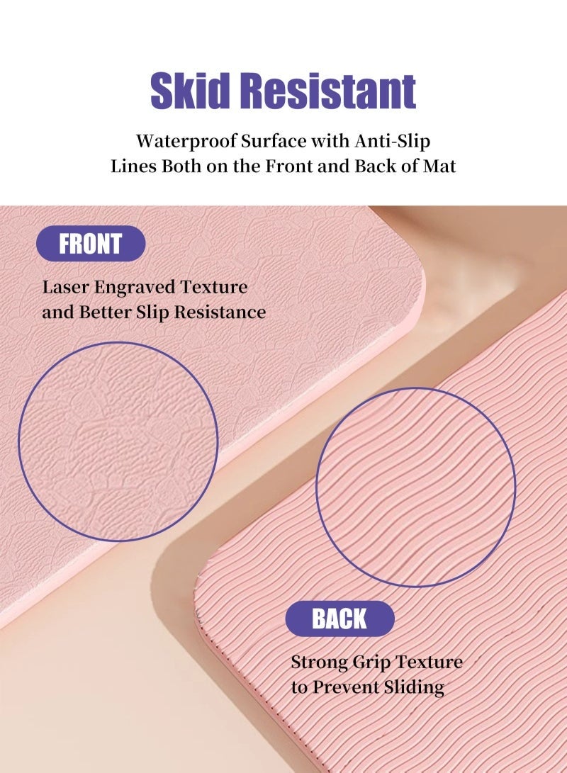 كيلا سجادة يوجا غير قابلة للانزلاق، سجادات لياقة بيلاتيس، صديقة للبيئة، مضادة للتمزق، سجادات يوجا بسمك 8 مم للنساء، سجادات تمارين منزلية مع حزام حمل وحقيبة تخزين، سجادة يوغا، مات رياضي، يوغا - Image 3