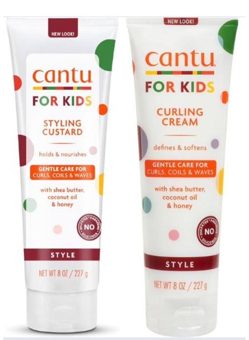 Cantu For Kids Styling Set – Curling Cream & Styling Custard for Curly Hair 227g  2PC