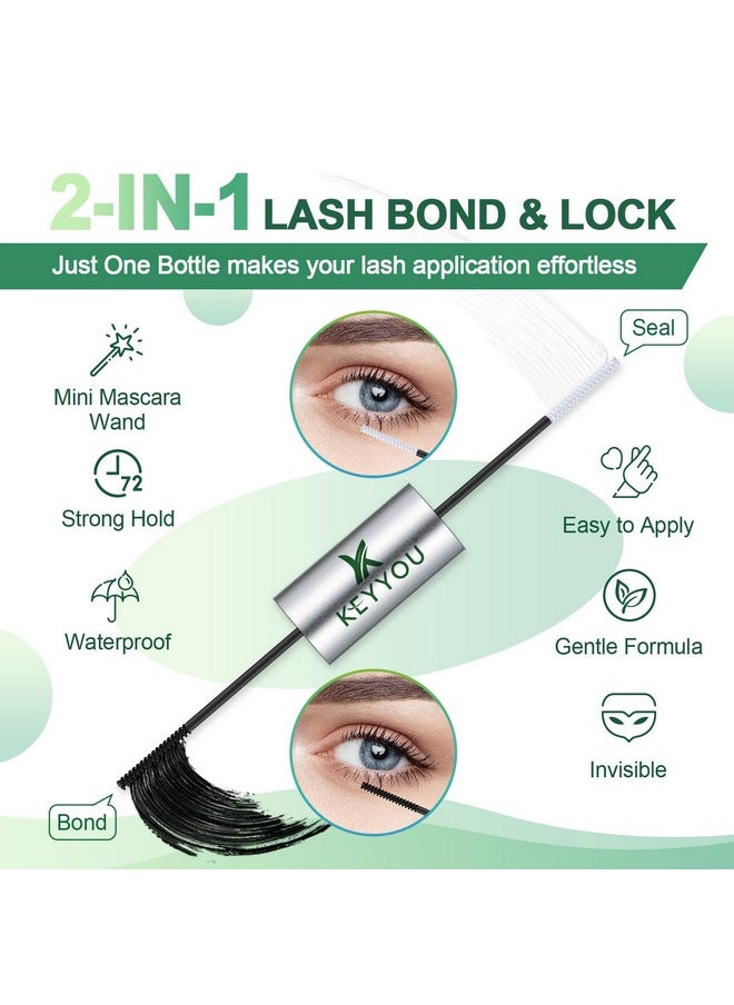KEYYOU - Lash Bond And Seal Waterproof 10Ml Bond And Seal For Diy Lash Extension Keyyou Cluster Lash Glue Strong Gentle &Latex Free Lash Glue Long Lasting Without Clumpy Suitable For Sensitive Eyes(Black) - Image 1