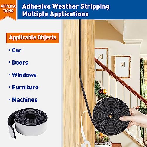 CELLUX Single Side 6MM Thick High Density Self Adhesive Foam Seal Tape Weather Stripping Doors and Window Insulation Soundproofing- 24mm Width 5 Meter Length - Image 3