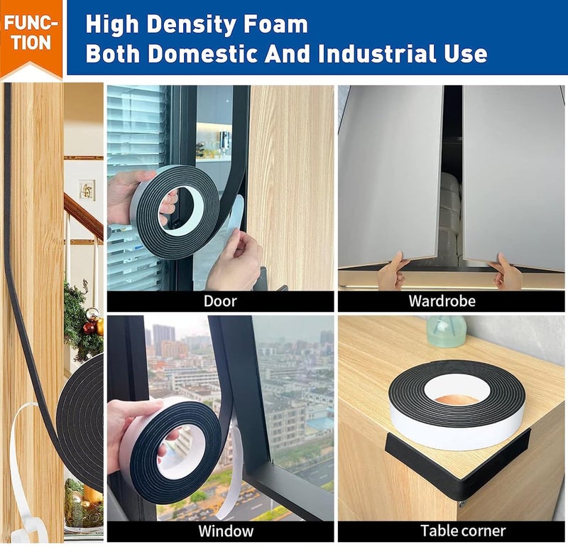 CELLUX Single Side 6MM Thick High Density Self Adhesive Foam Seal Tape Weather Stripping Doors and Window Insulation Soundproofing- 24mm Width 5 Meter Length - Image 4