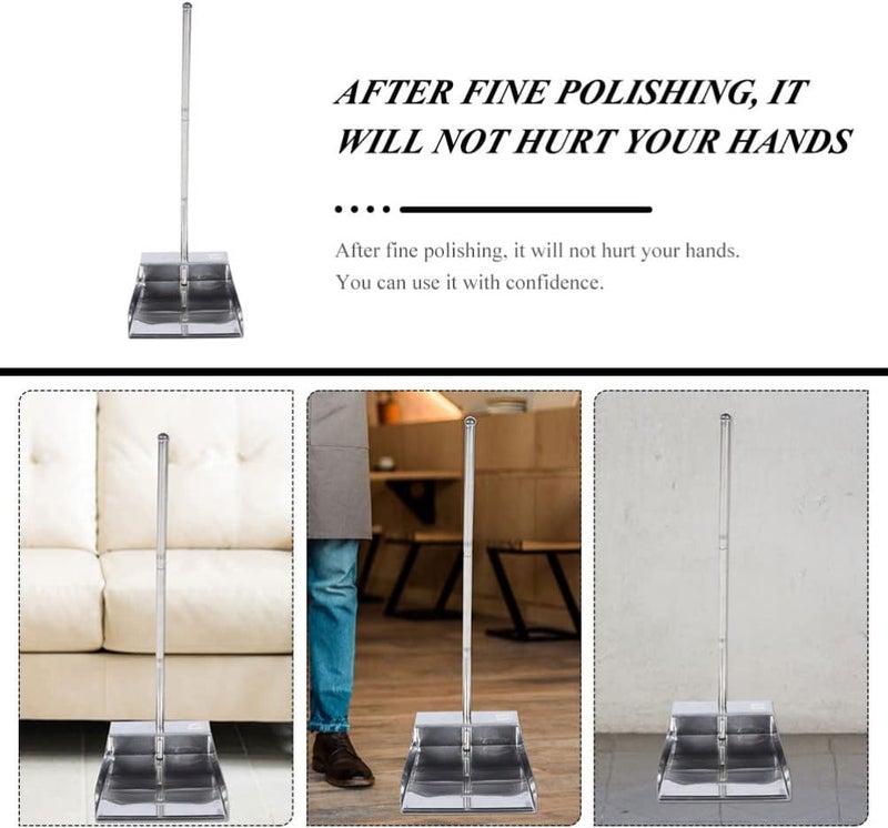 woobles Kitchen Broom Dustpan Handle Handled Dustpan Upright Pans Stainless Steel Dustpans Stand Up Dustpan Trash Cleaning Tool for Lobby Garage Home Indoor Outdoor Kitchen Broom Heavy Duty Broom - Image 2