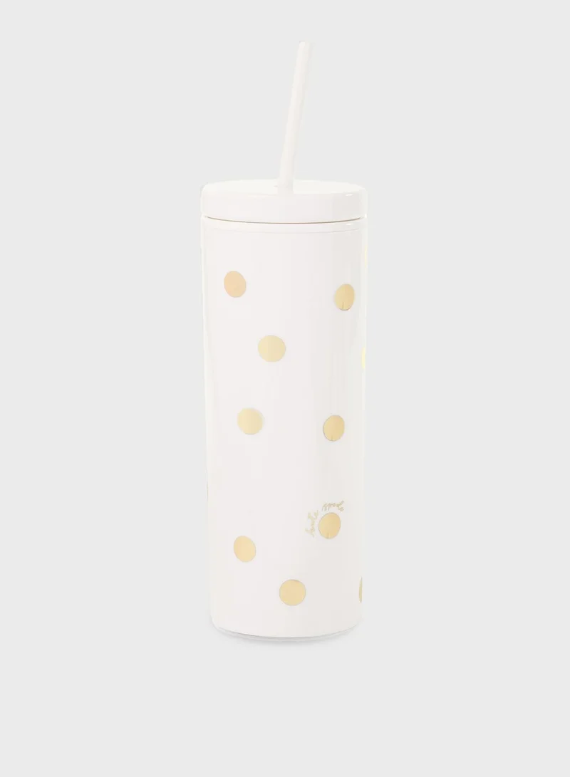 Kate Spade Gold Dot With Script Acrylic Tumbler With Straw
