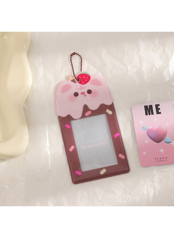 NIBEMINENT 1 - Piece PVC Korean Sweet Girl Kpop Photo Card Holder Pendant Key Chain ID Badge Holder ID Card Holder Photo Card Protector for School ID Office ID Access Card for Women Girls - Image 1