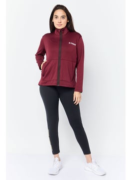 Adidas Women Sportswear Fit Long Sleeves Running Sweatshirt, Maroon  - Image 3