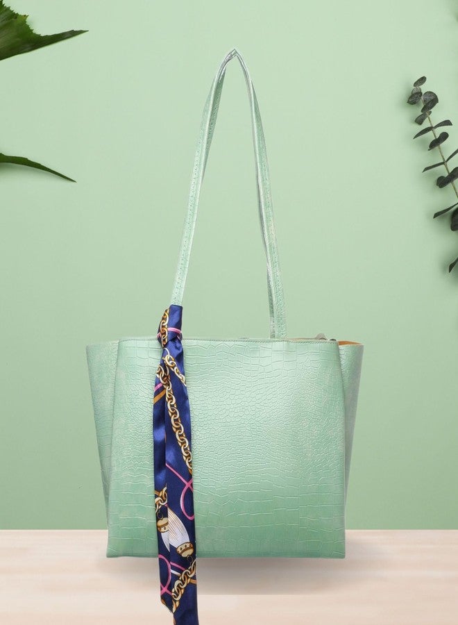 Dcozi Stylish and Fashionable PU Leather Handbag For Women & Girls (Light Green) - Image 2