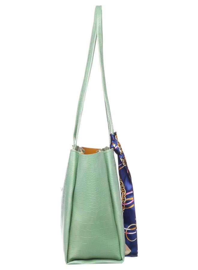 Dcozi Stylish and Fashionable PU Leather Handbag For Women & Girls (Light Green) - Image 4