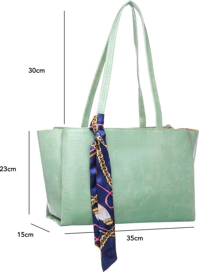 Dcozi Stylish and Fashionable PU Leather Handbag For Women & Girls (Light Green) - Image 5