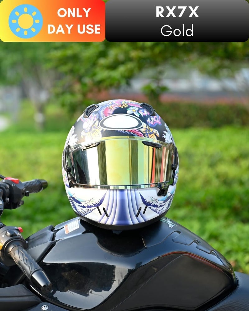 Logto RX7X Replacement Motorcycle Helmet Shield - Gold - Image 2