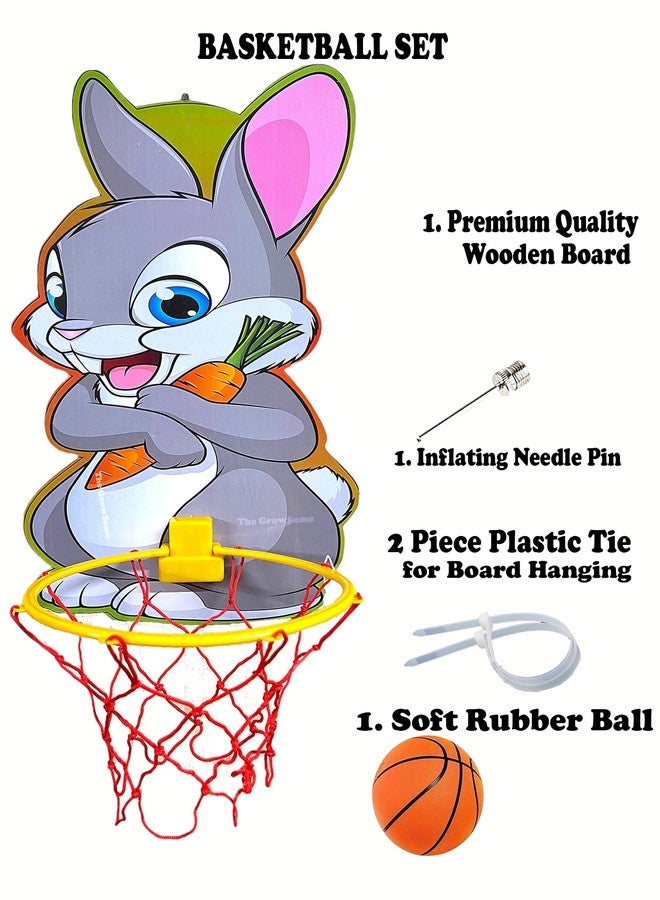 The GrowSome GrowSome Kids Basketball Theme Set - Portable Indoor/Outdoor Toy Basketball for Kids' Birthday & Return Gifts - Includes Hanging Board, Net, Ball, Tie - Image 2