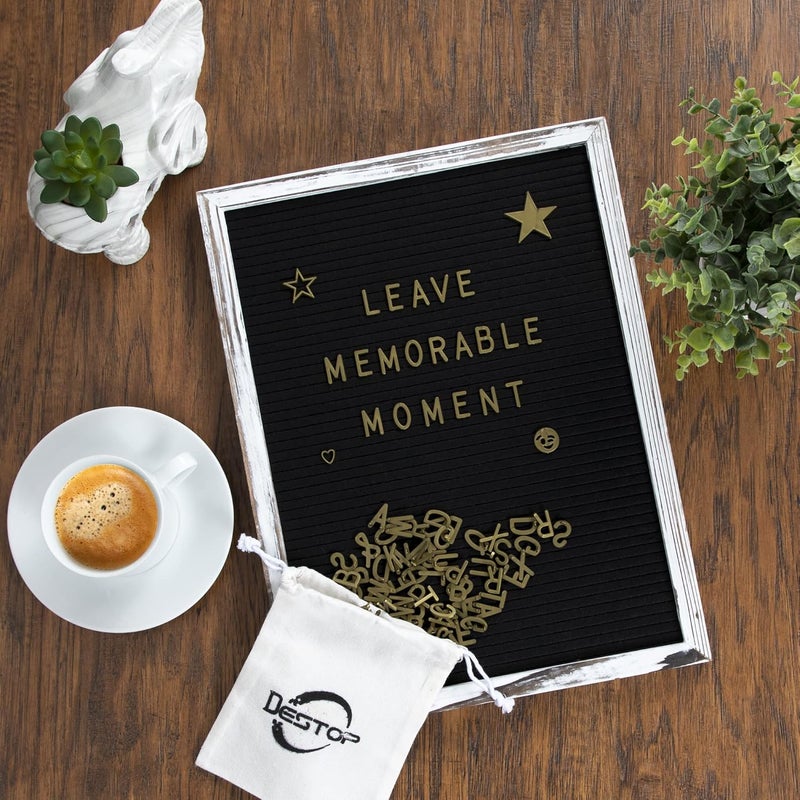 Destop Felt Letter Board with Rustic Vintage Frame and Stand 12x16 inch,Black Changeable Letter and Message Board Includes 792 Letters, Numbers and Symbols, Hook to Hang, 2 Canvas Bags - Image 4