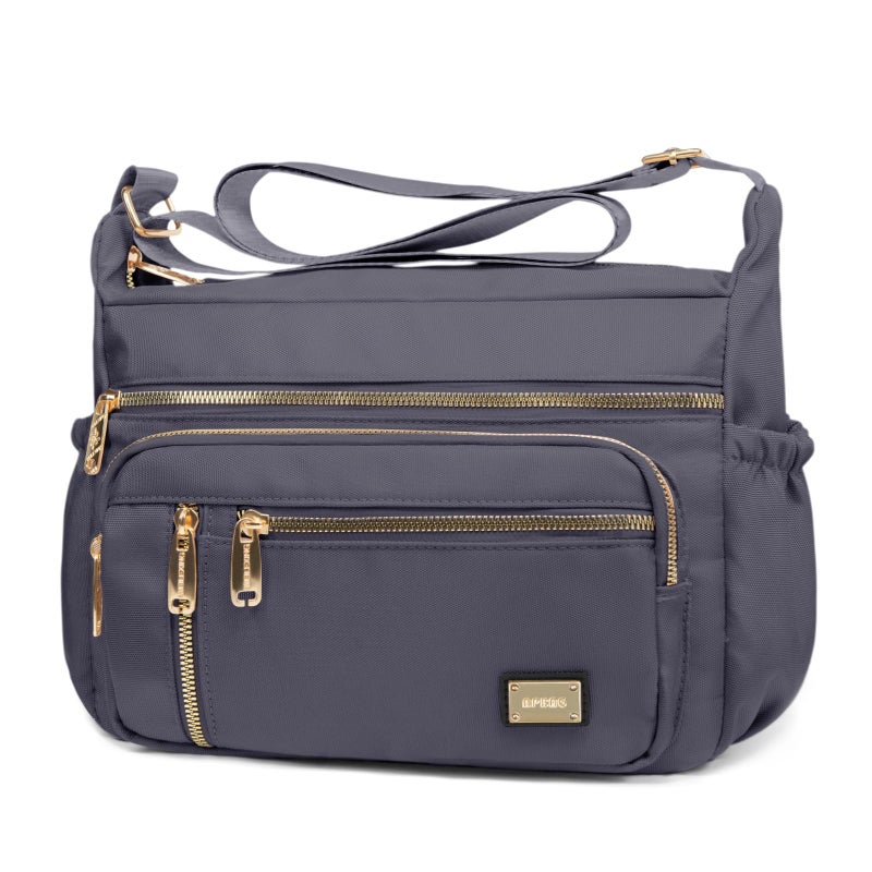 NPBAG Crossbody Bag for Women, Nylon Shoulder Purse Handbag Messenger Bag, Trendy Pocketbooks, Waterproof and Multi-Pockets (Grey) - Image 1