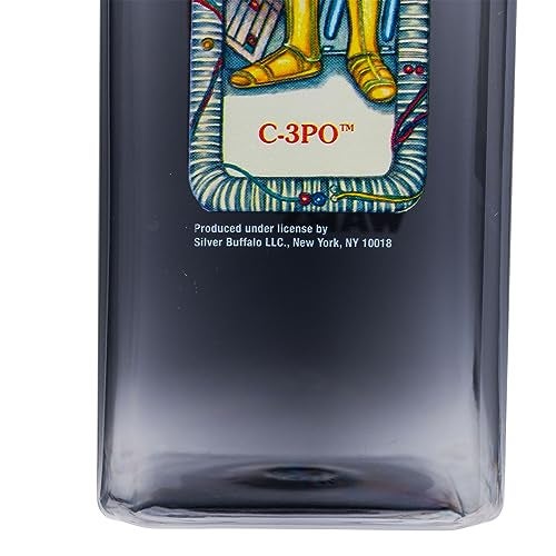 Silver Buffalo Star Wars Featuring R2-D2  C3PO  Chewbacca  and Yoda Plastic Square Water Bottle with Lid  25 Ounces - Image 5