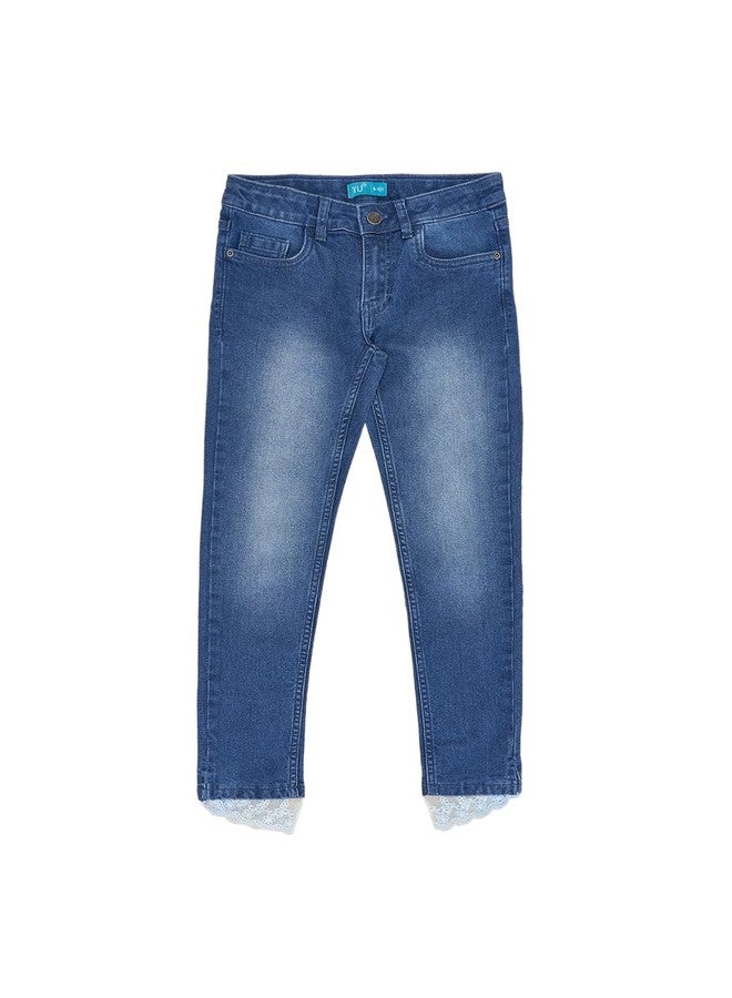 YU by Pantaloons Girl's Regular Fit Jeans (110150063004_Medium Blue - Image 1